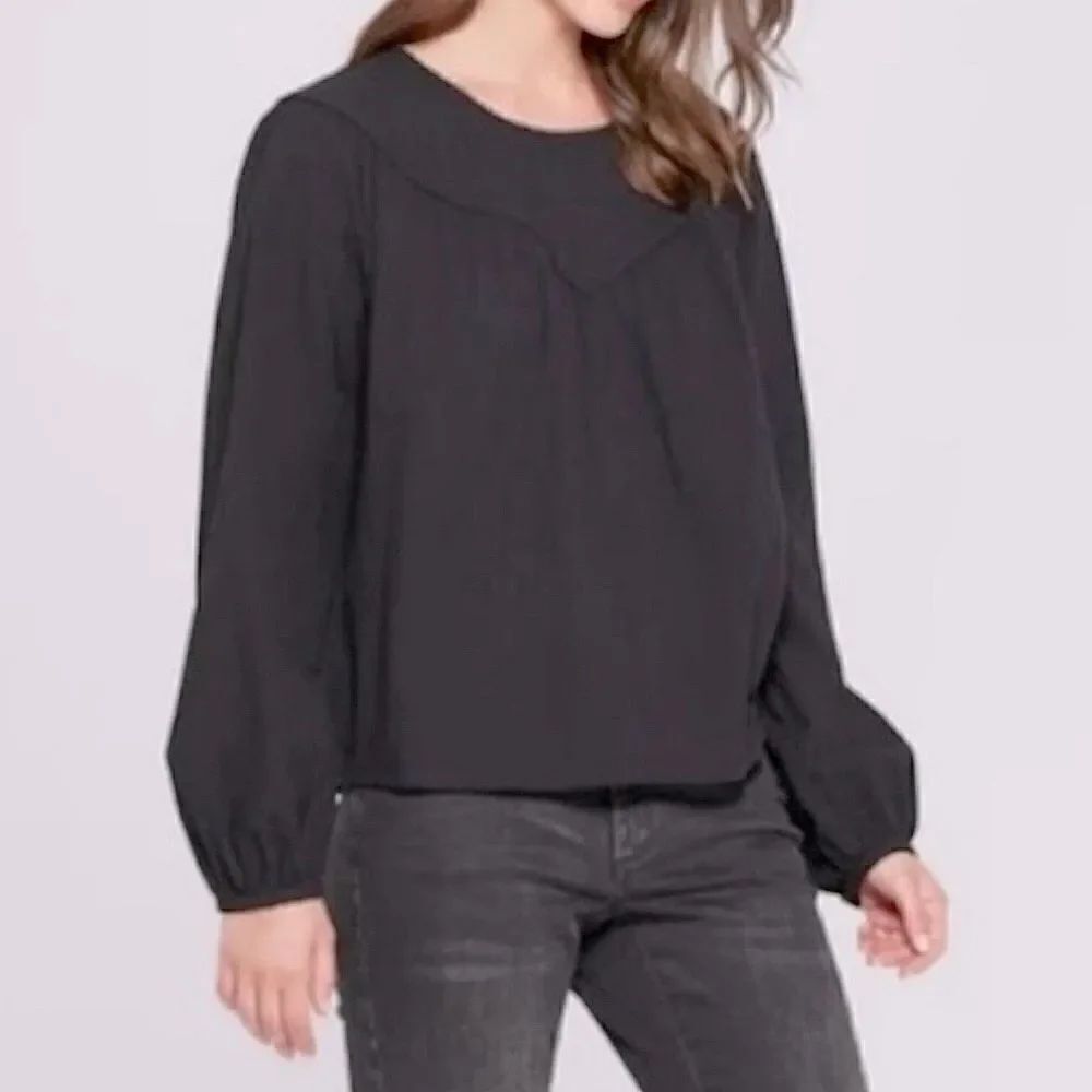 Universal Thread peasant top blouse black boho muslin 100% Cotton Plus size 2X
